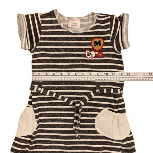 Hanna Andersson Minnie Mouse Dress: Black & White Striped Top Drawstring Waist 4 - Picture 4 of 8